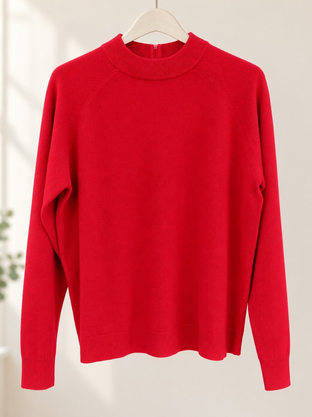 Vintage Designers Originals Red Mock Neck Sweater Back Zip Radan Women's XL